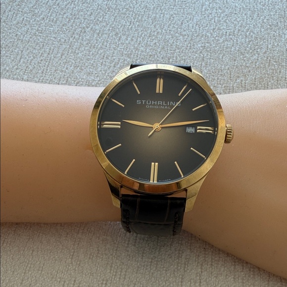 Stührling Gold and Black Watch